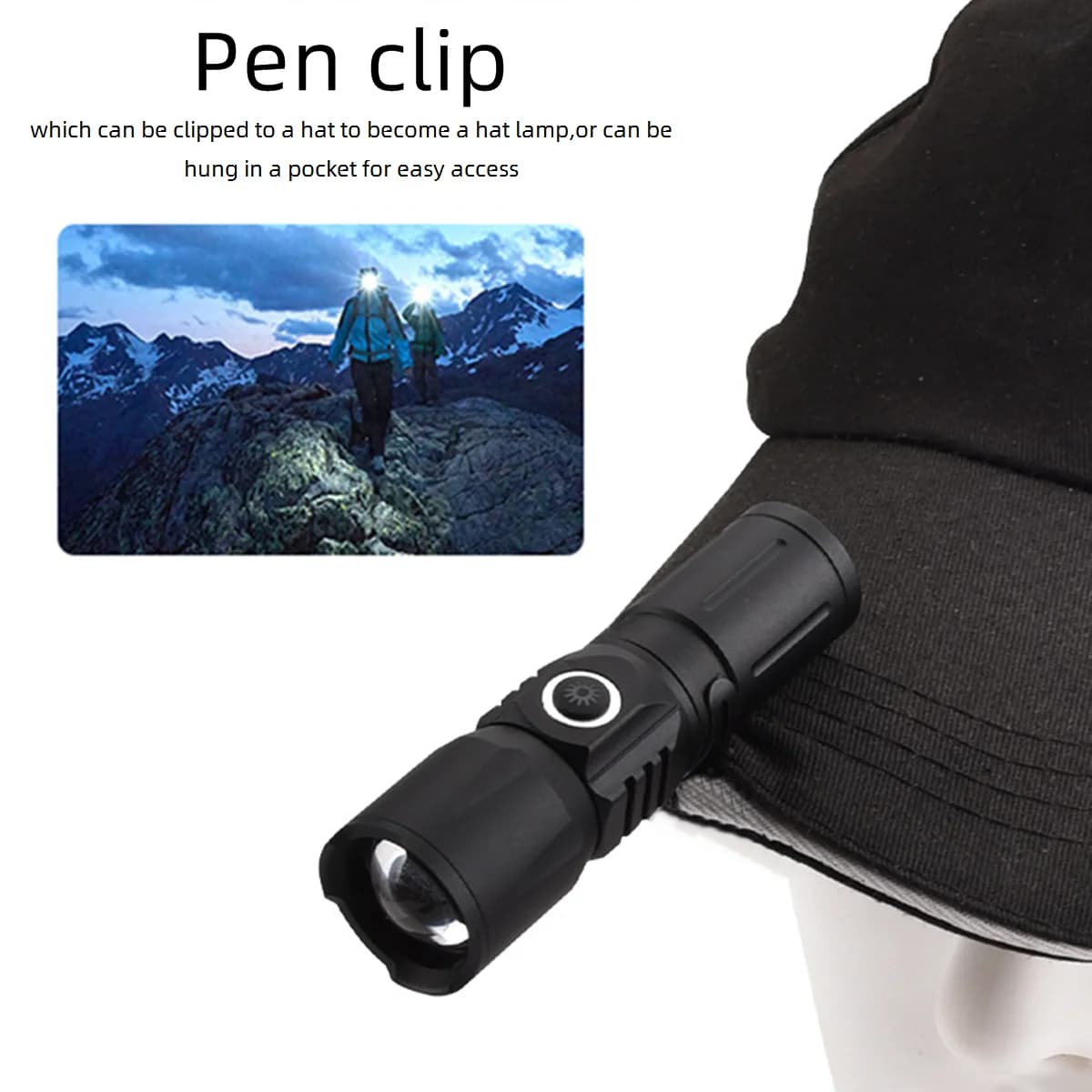Zoom faisceau lumineux blanc longue Distance Mini lampe de poche type-c Usb Rechargeable Portable to