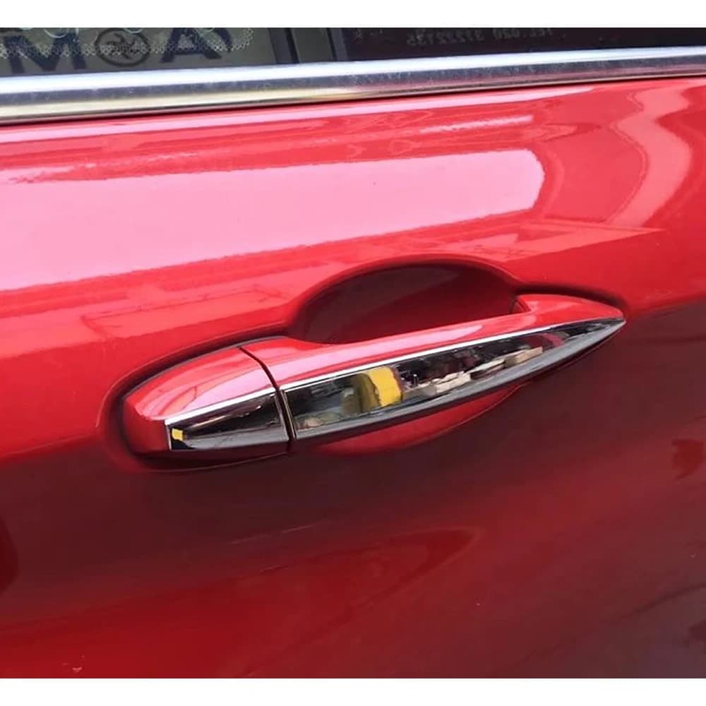 Autocollant en fibre de carbone chromé pour poignée de porte extérieure de voiture, garniture pour B