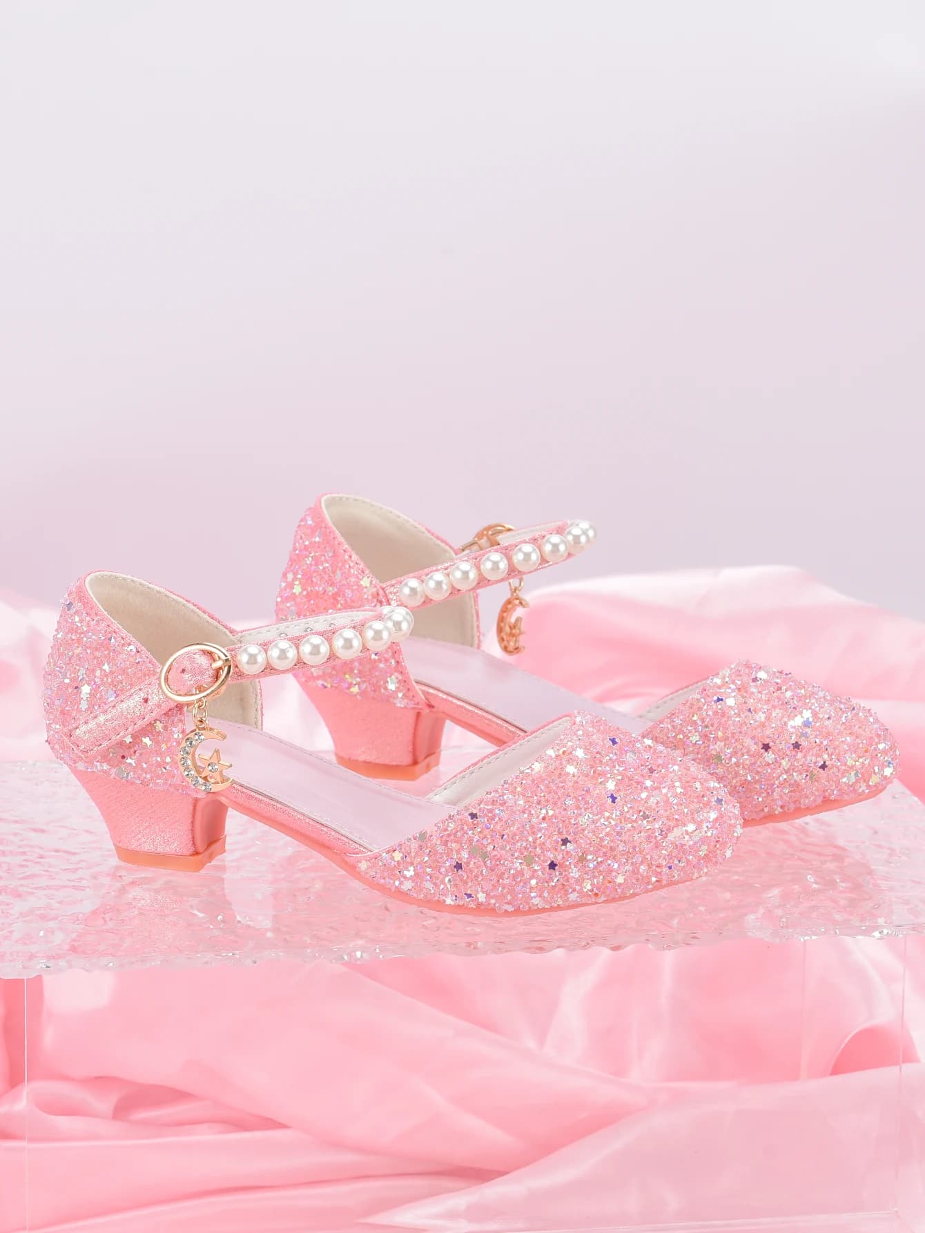 Chaussures à talons hauts de Style princesse pour filles, avec décoration pendentif étoile brillante