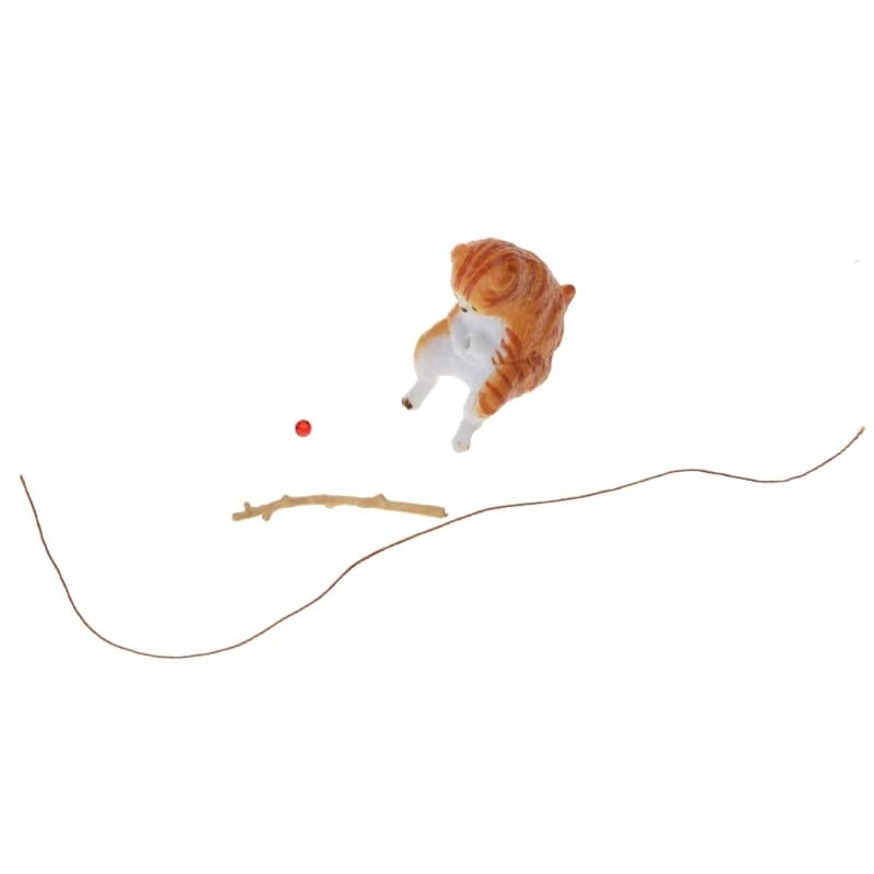 Ornements de chat de pêche, Mini Figurine en résine, aménagement paysager d'aquarium, dessin animé