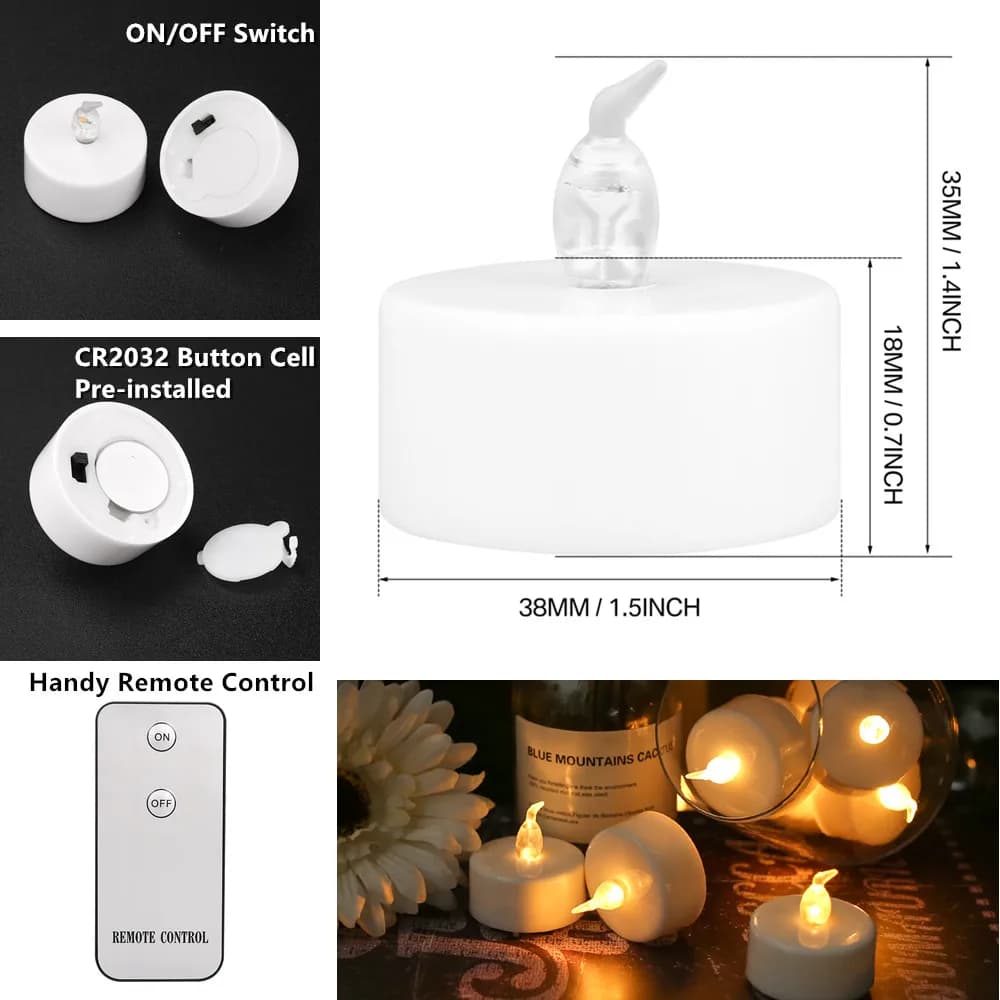 Bougie LED sans flamme avec/sans télécommande, éclairage à flamme vacillante, bougie chauffe-plat po