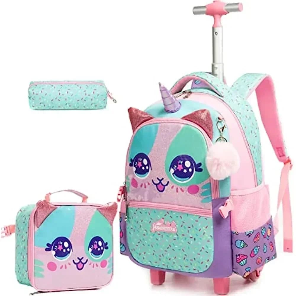 Interrupteur sac à dos à roulettes pour filles, sacs à dos à roulettes pour élèves du primaire, baga