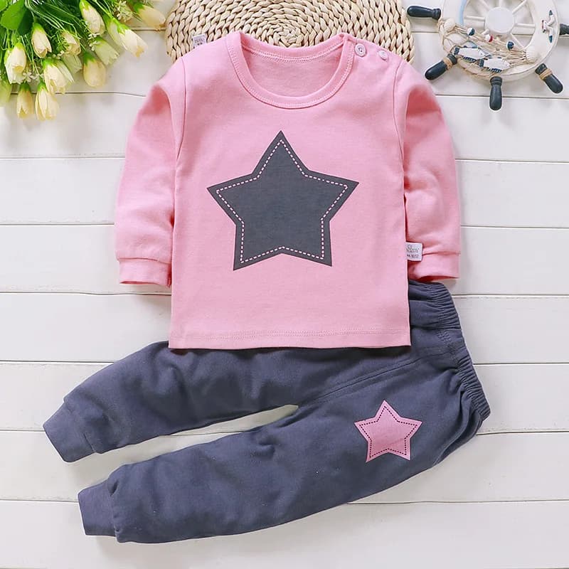 Pyjama en Coton pour Bébé Fille de 0 à 5 Ans, Ensemble de 2 Pièces, Vêtements d'Hiver Décontractés, 