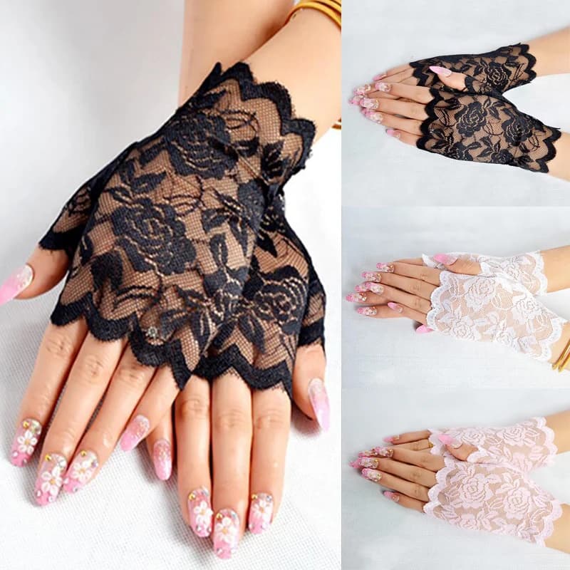 Gants de mariée Sexy en dentelle sans doigts pour femmes, gants habillés de fête, gants de protectio