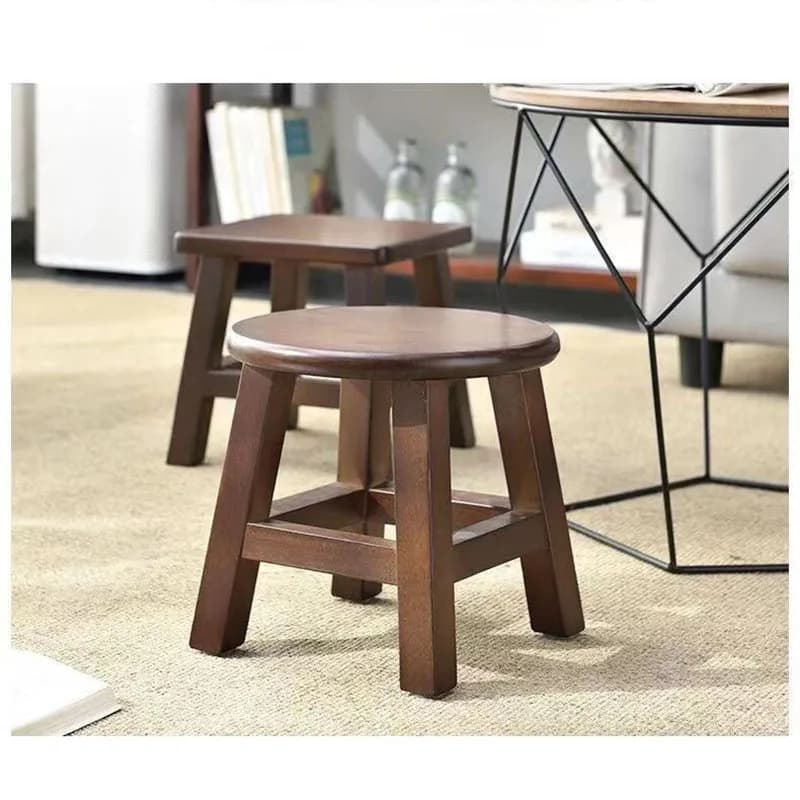 Petit tabouret chinois moderne en bois massif de couleur noyer, tabourets à langer pour chaussures d