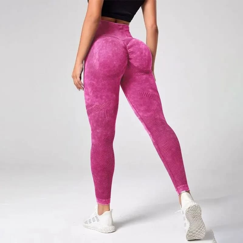 Leggings de sport de contrôle du ventre de teinture par nouage de base de yoga
