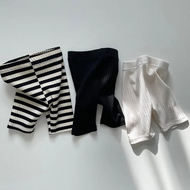 Pantalon en coton à rayures élastiques pour fille de 0 à 6 ans, vêtement pour enfant, couleur unie, 