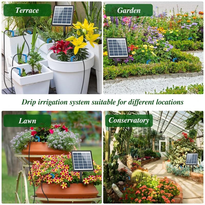 Kit d'irrigation goutte à goutte pour plantes en pot, système solaire pour jardin, système d'arrosag