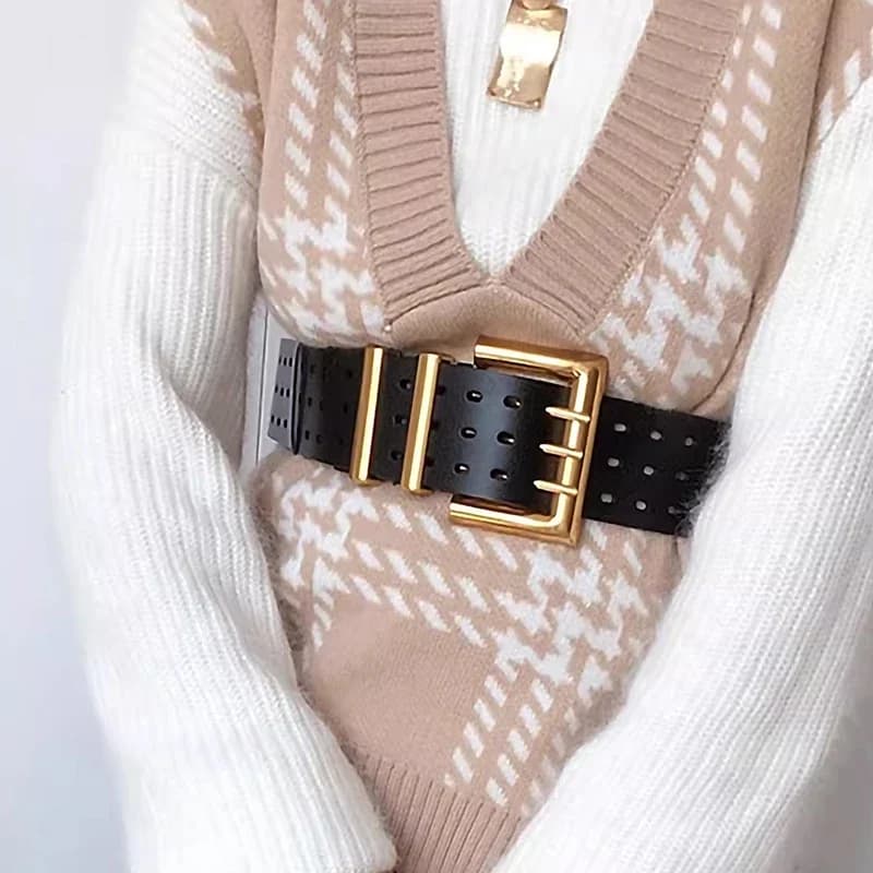Marques de luxe haut de gamme, ceinture en cuir élégante pour femmes, large ceinture pour femmes, co