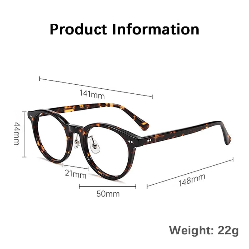 Monture de lunettes vintage ronde en acétate pour hommes et femmes, style décontracté professionnel,