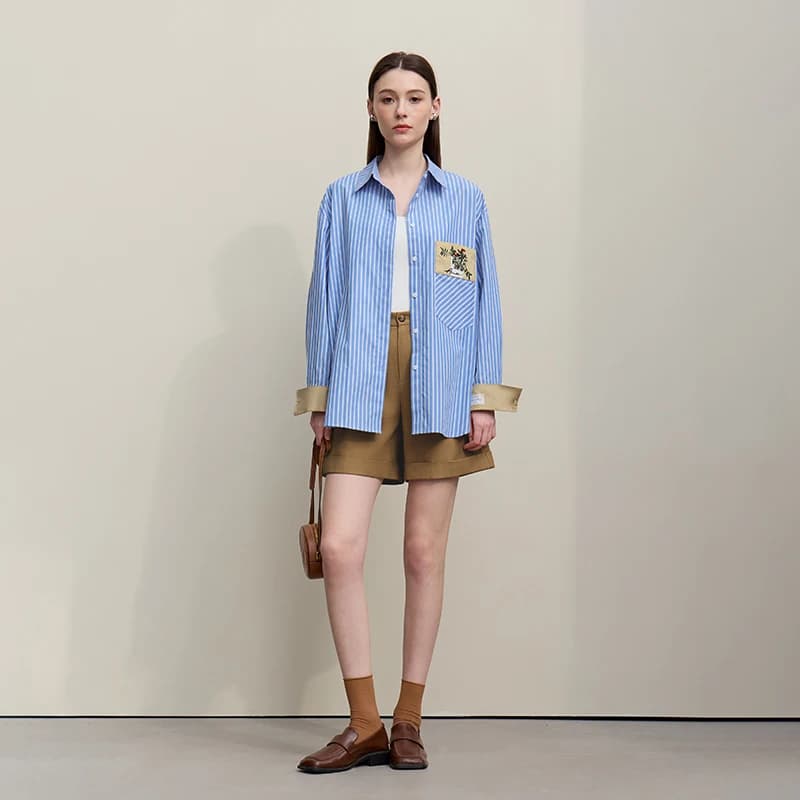 Chemisier Amii pour femme, nouvelle collection printemps 2026, broderie florale, col à revers, rayur