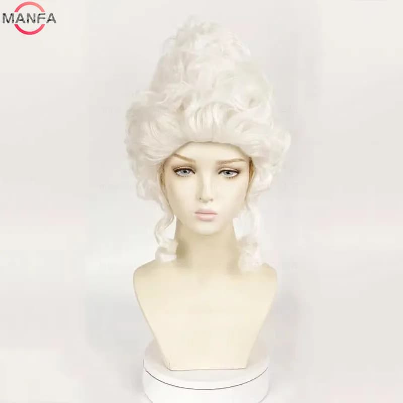 Perruques de Cosplay Marie Antoinette, perruque de princesse synthétique bouclée moyenne résistante 
