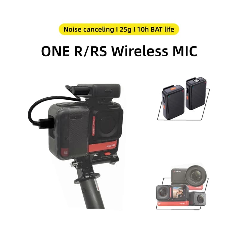 NUNAVO Microphone sans fil pour Insta360 One R, pour Insta360 one rs Microphone sans fil audio, pas 
