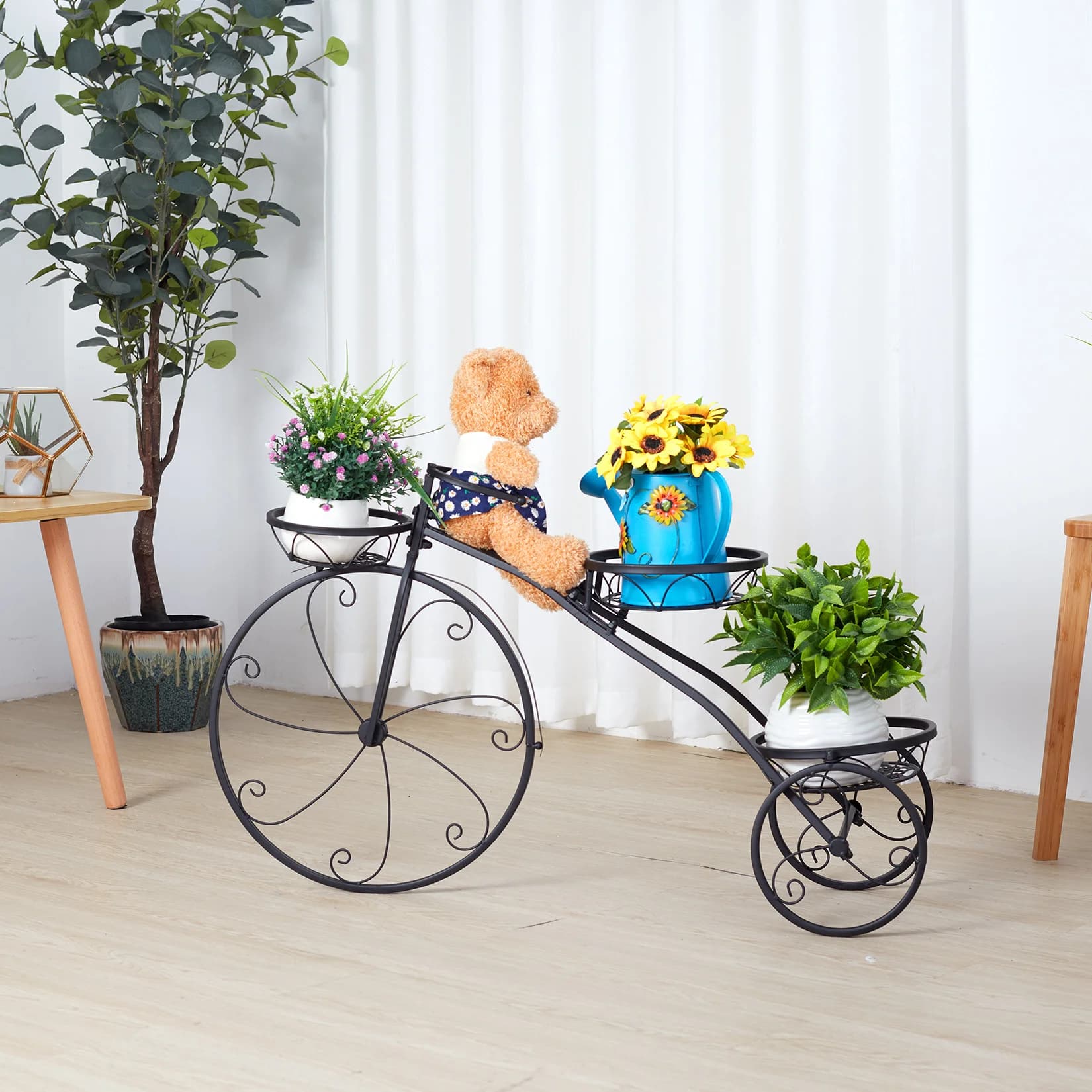 Support de plante de vélo à 3 niveaux, support de Pot de fleur en métal pour maison, jardin, Patio