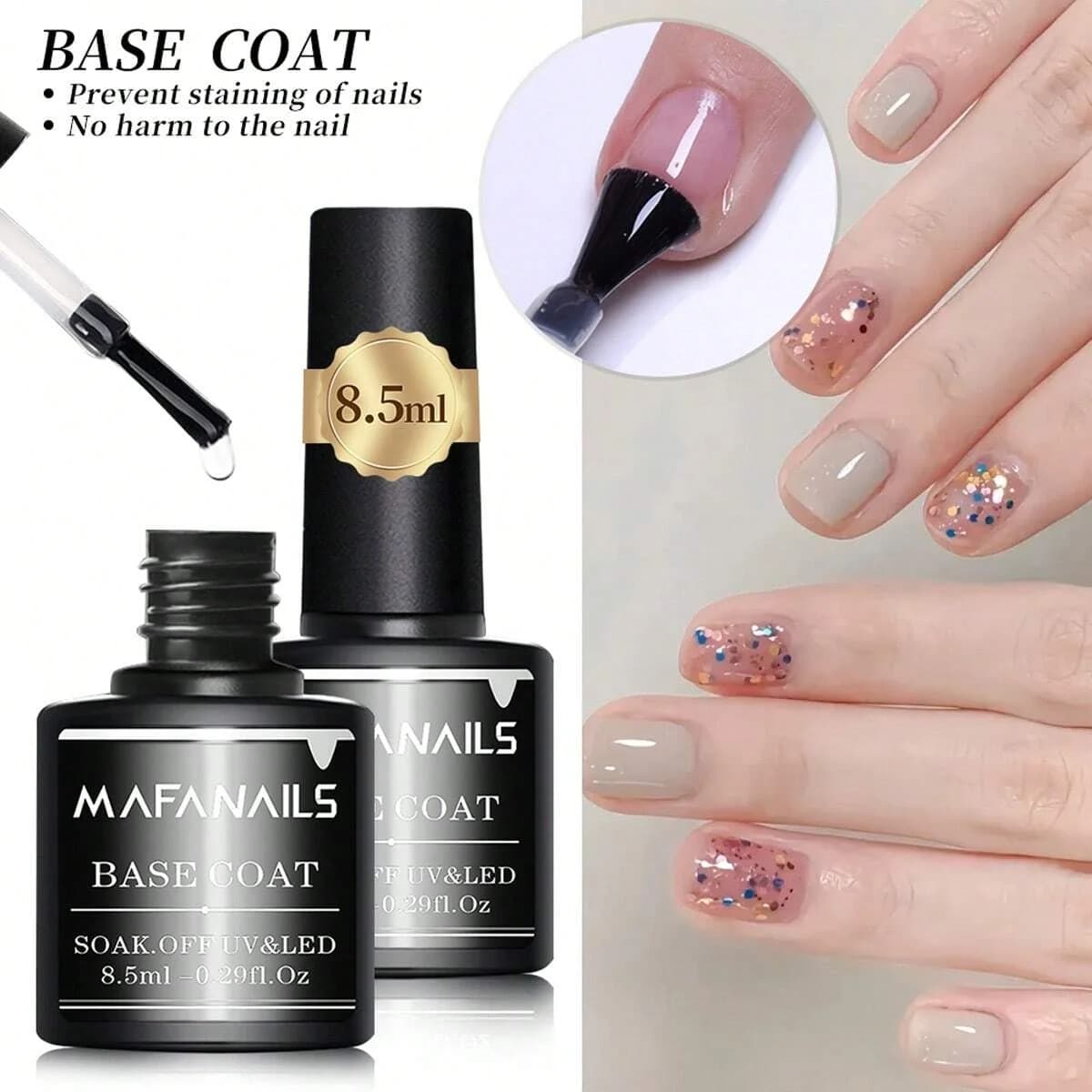 Ensemble de vernis à ongles en gel, couche de base et couche de finition, lampe à ongles LED longue 