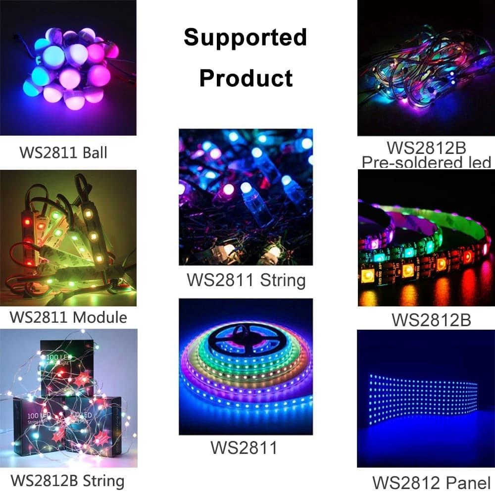 Bande lumineuse Led RGB WS2812B WS2811 5050, contrôleur de musique, MINI 17 touches, télécommande RF