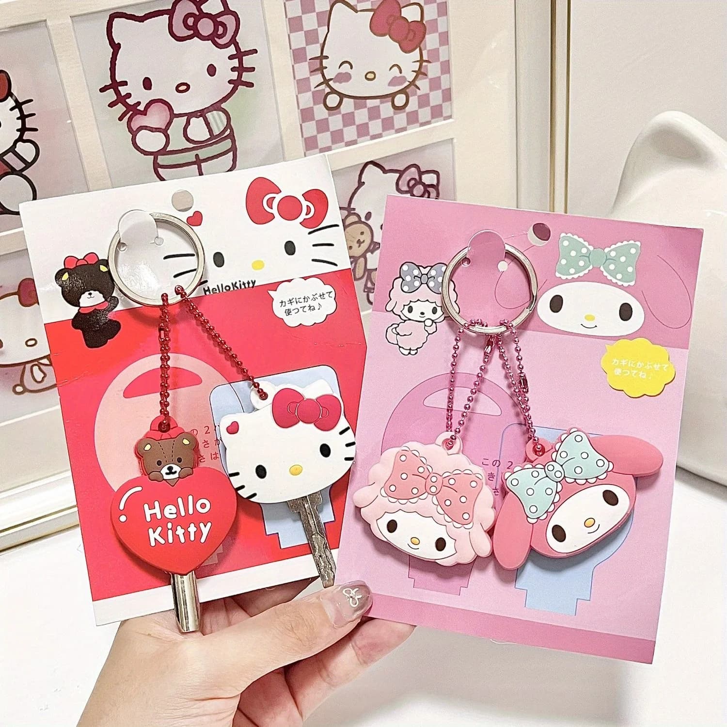 Kawaii Sanrio Hello Kitty Silicone clé Anti-poussière housse de protection dessin animé ma mélodie P