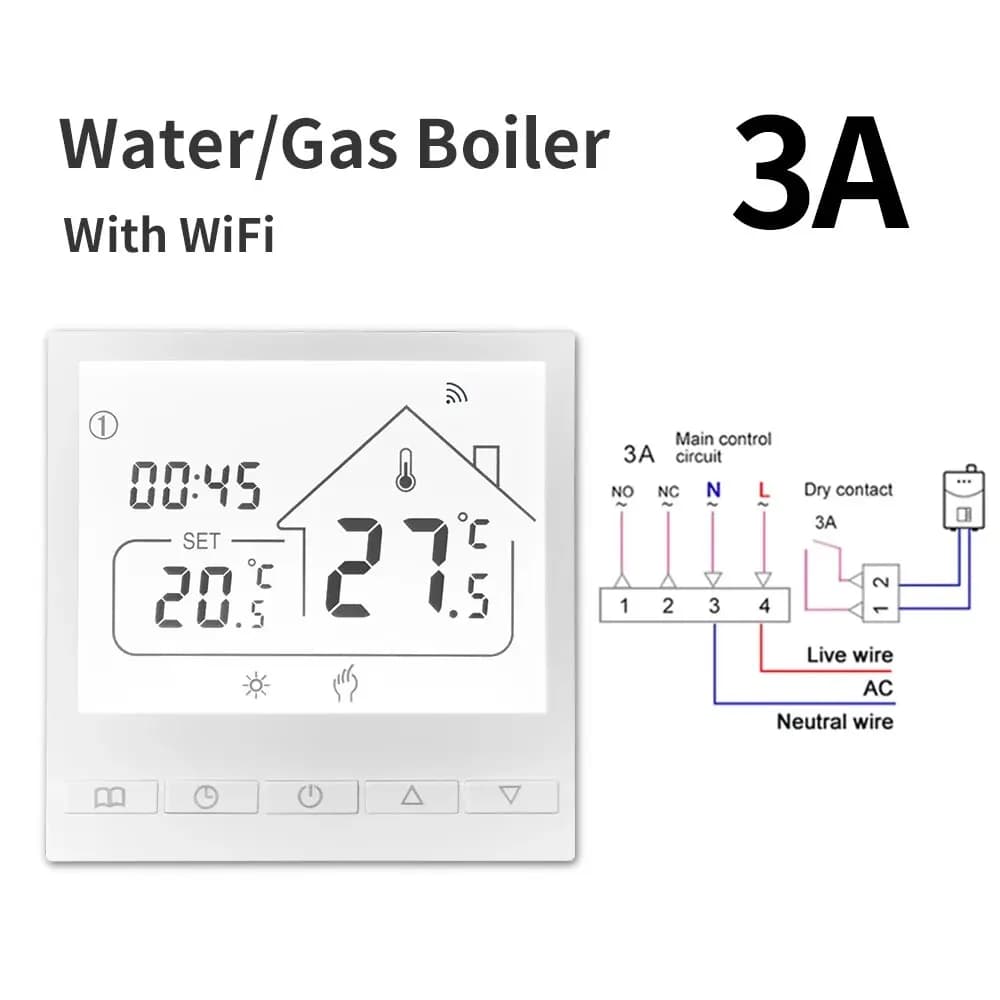 Thermostat intelligent WiFi pour chaudière à eau/gaz, chauffage électrique au sol, contrôleur de tem