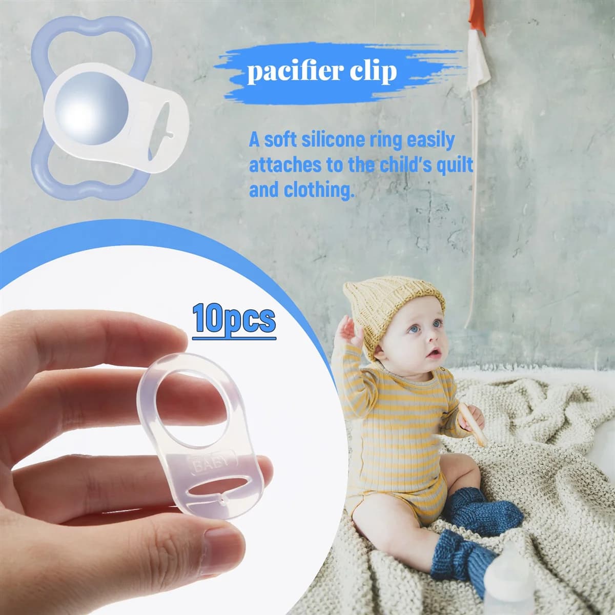 Anneau en silicone pour porte-sucette Mam, 10 pièces, bouton, mannequin, clip, adaptateur transparen