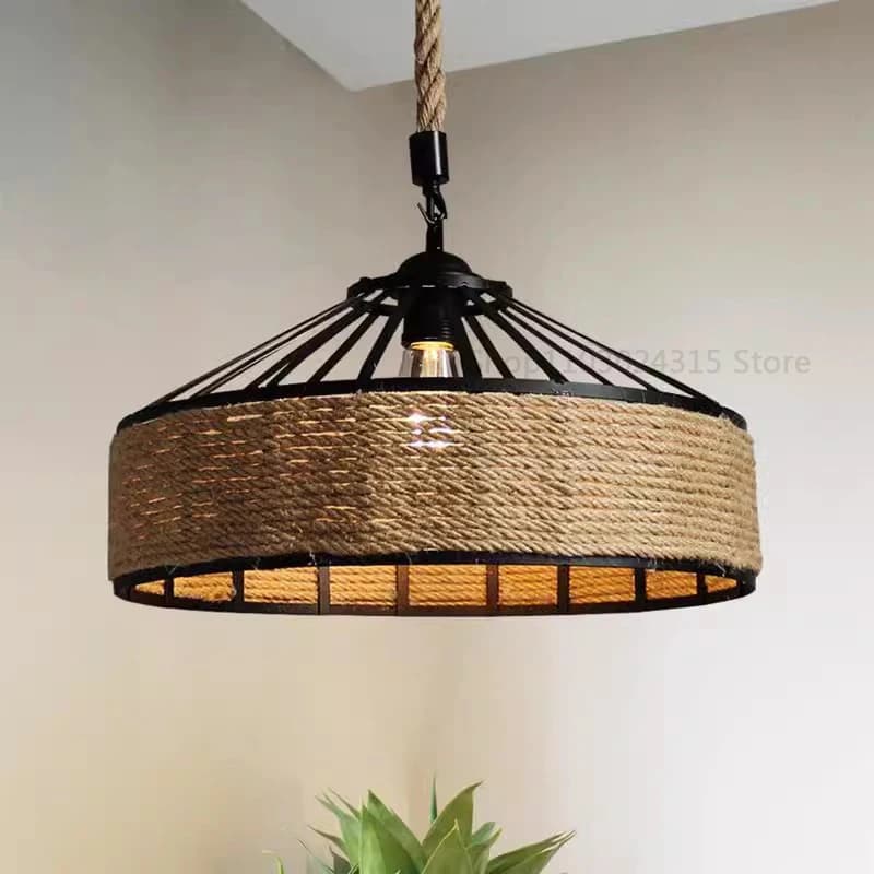 Lampe suspendue classique en corde de chanvre, Lustre pour plafond, classique, rétro, Antique, indus