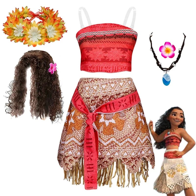 Robe du film Disney Moana pour filles, Costume de fête Cosplay d'halloween, vêtements fantaisie de p