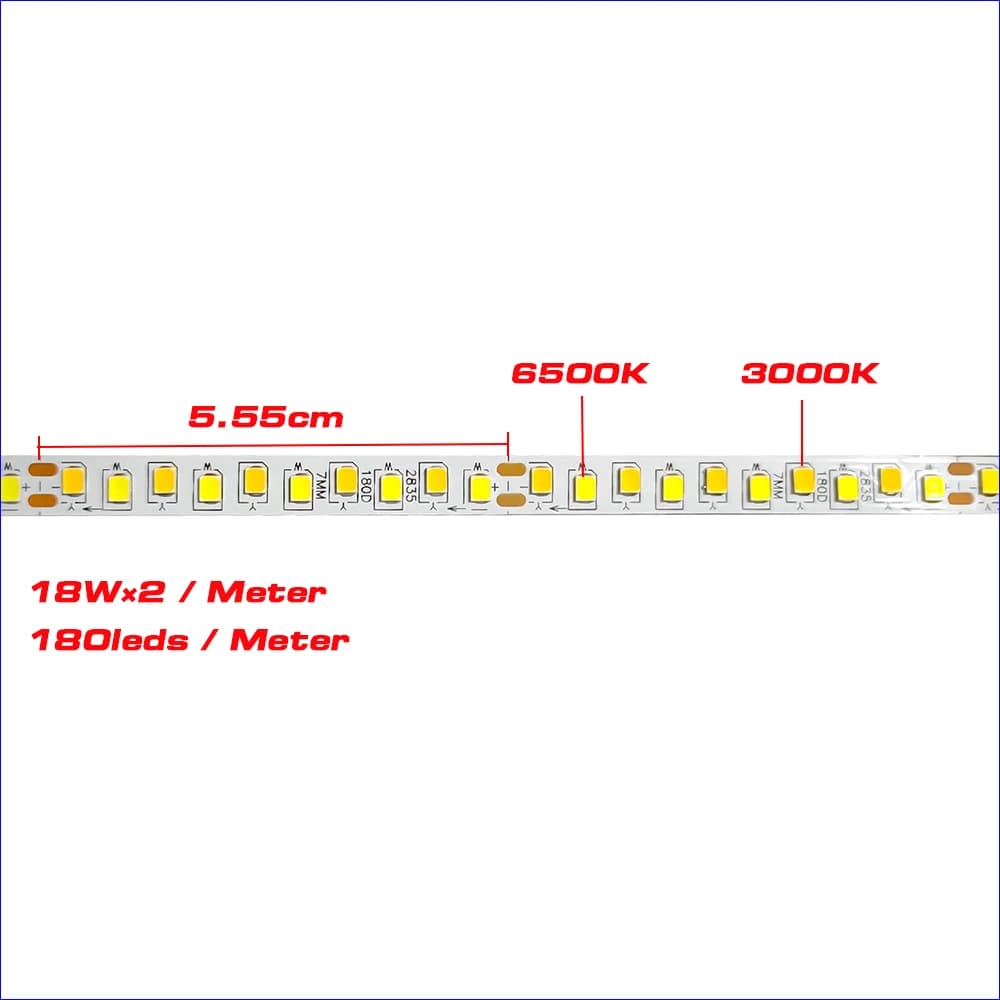 Bande Lumineuse LED à Courant Constant, 2 Johonneur à Souder, 5 Mètres, 2835-7mm-180D 5B9CX2 2835, 1