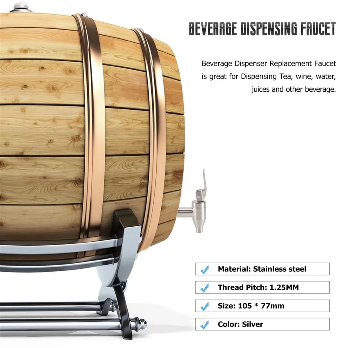 Robinet de rechange pour distributeur d'eau, en acier inoxydable poli, convient à Berkey