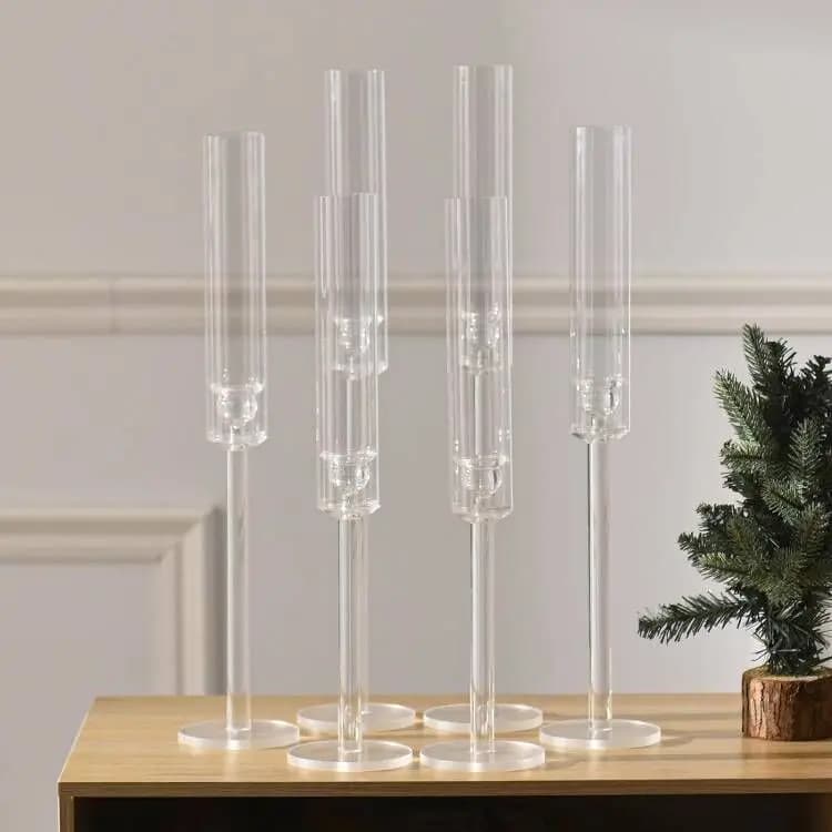 Ensemble de bougeoirs en acrylique transparent, 6/12/24/36/48 pièces, pour décor de centre de Table 