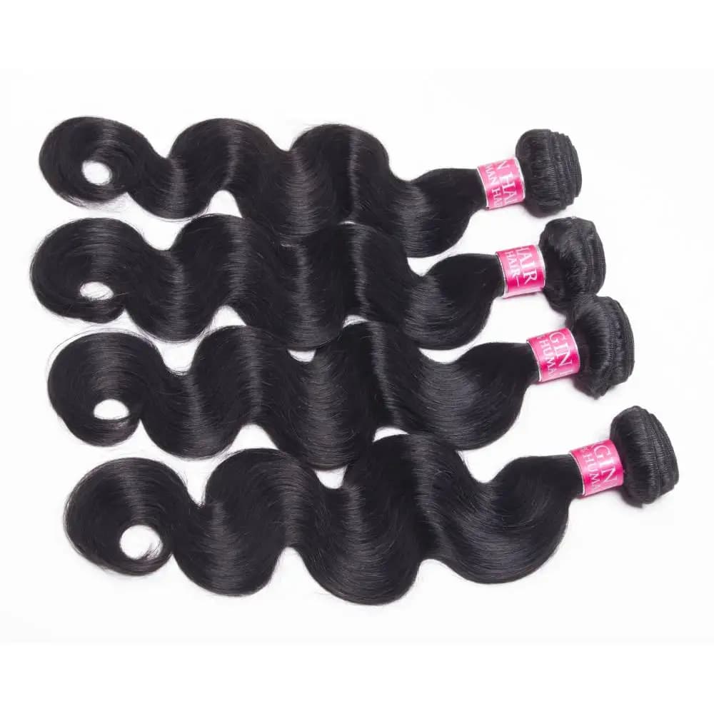 Extensions de Cheveux Humains Brésiliens Ondulés (Body Wave) – Lots de 1/3/4 Pièces, Noir Naturel, 1