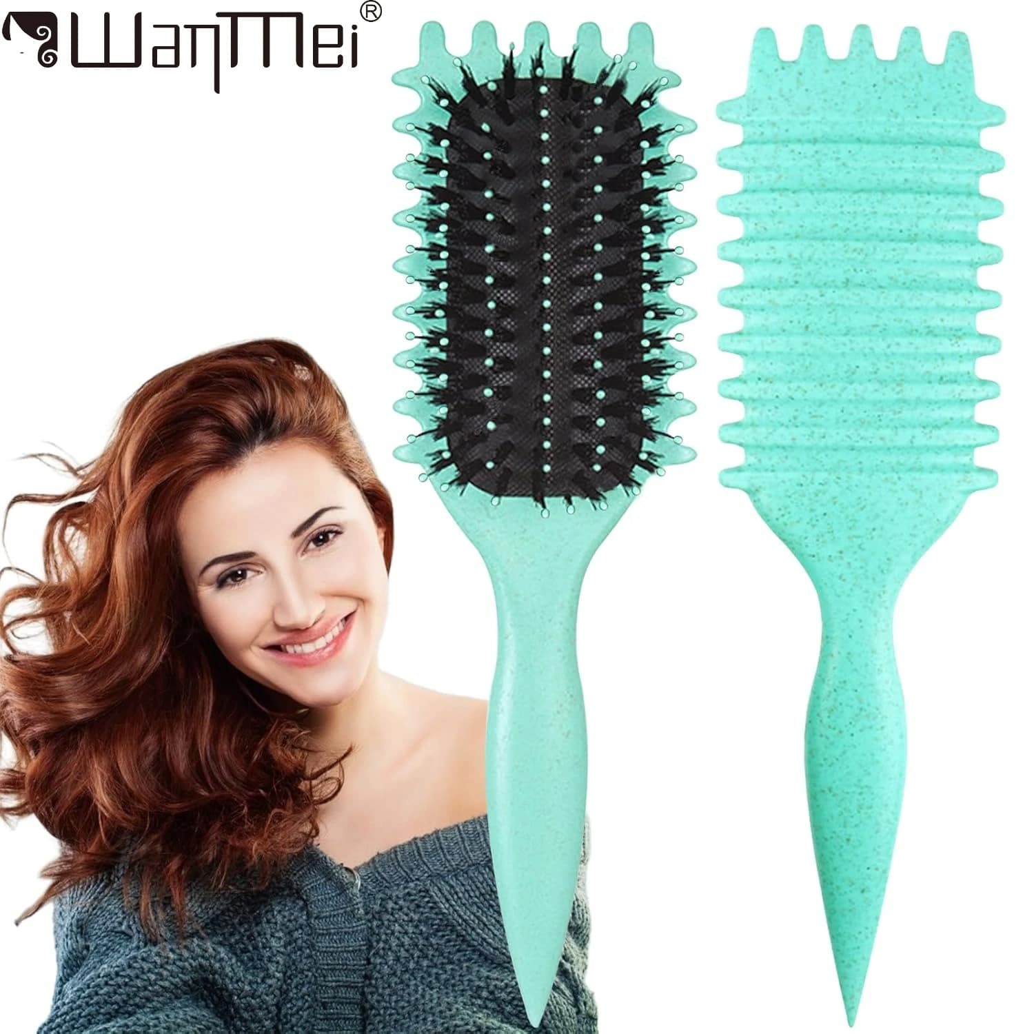 WANMEI – brosse démêlante pour cheveux bouclés, peigne de Massage du cuir chevelu avec boucles de ch