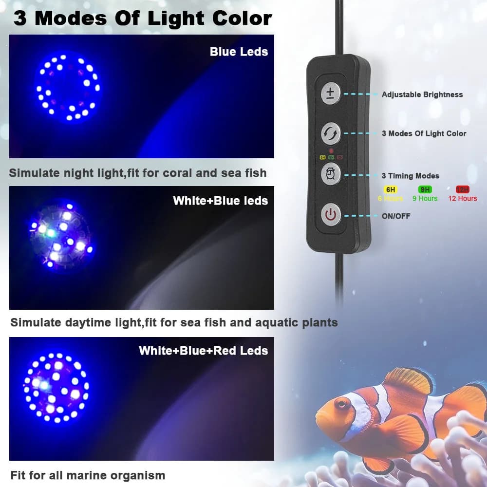 Lumière de récif LED pour aquarium, éclairage marin à intensité variable, poisson, précieux, peut ch