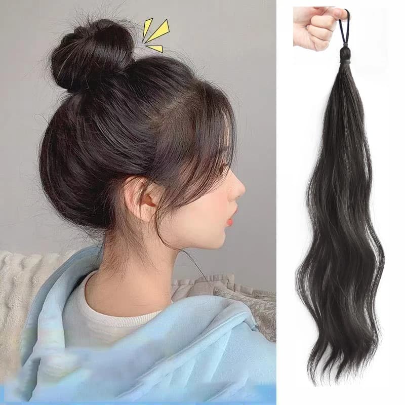 Couleur unie dame fibre synthétique enroulement boule anneau de cheveux perruque bourgeon cheveux ch