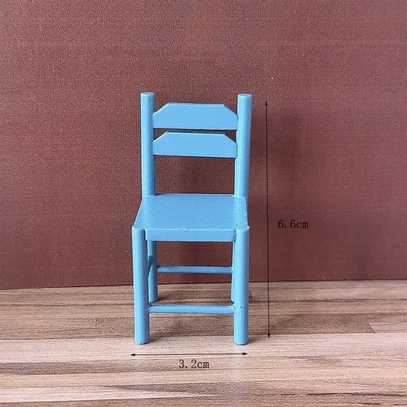 Petite fauteuil bleu pour maison de poupée 1/12; Modèle de décoration de meubles de maison de poupée