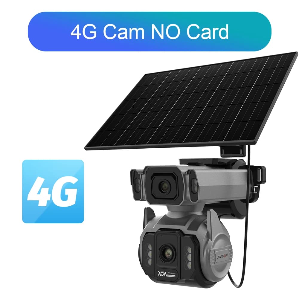 Caméras de surveillance solaires LS VISION 10MP à 2 écrans AOV 4G avec zoom optique 12X, caméra sola