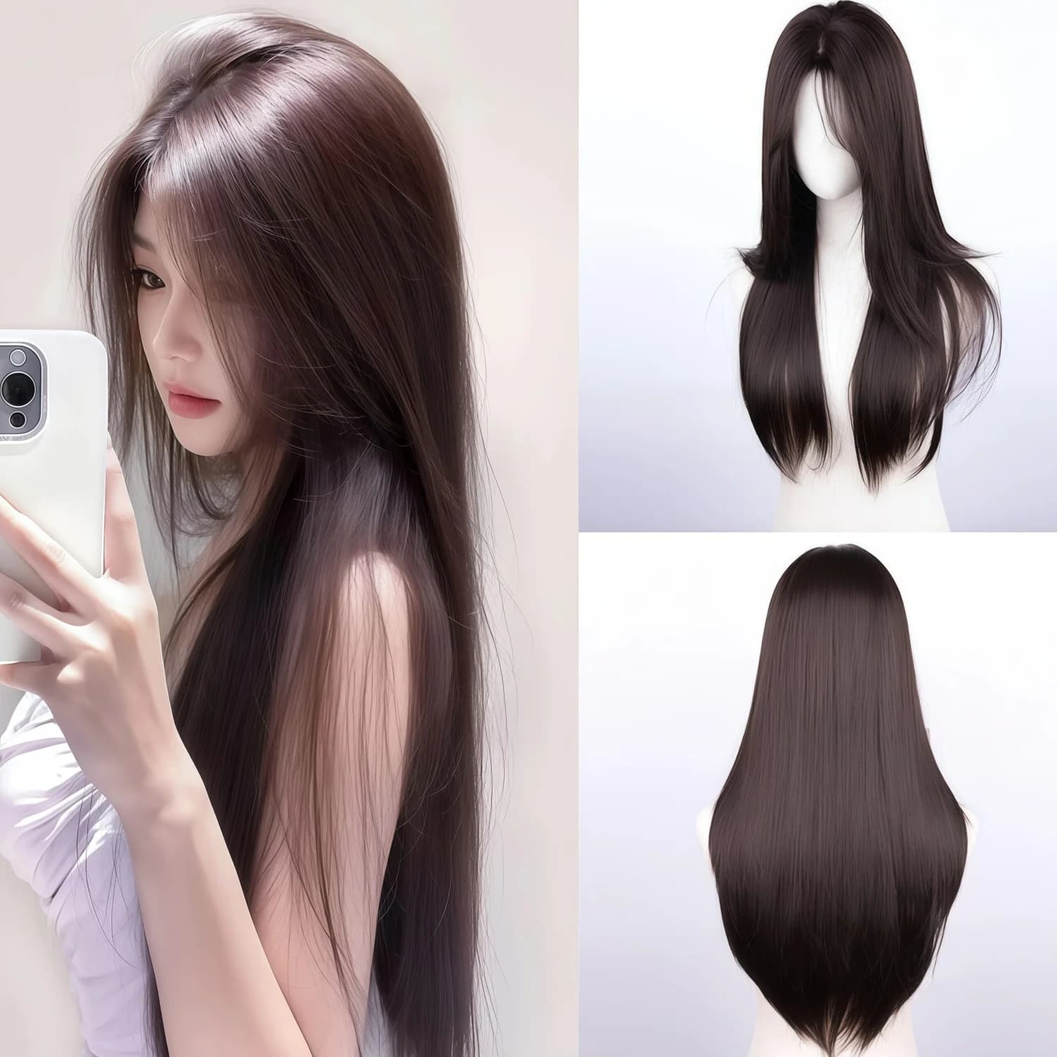Perruque synthétique lisse noire naturelle de 28 pouces, adaptée aux femmes pour le carnaval, St. Jo