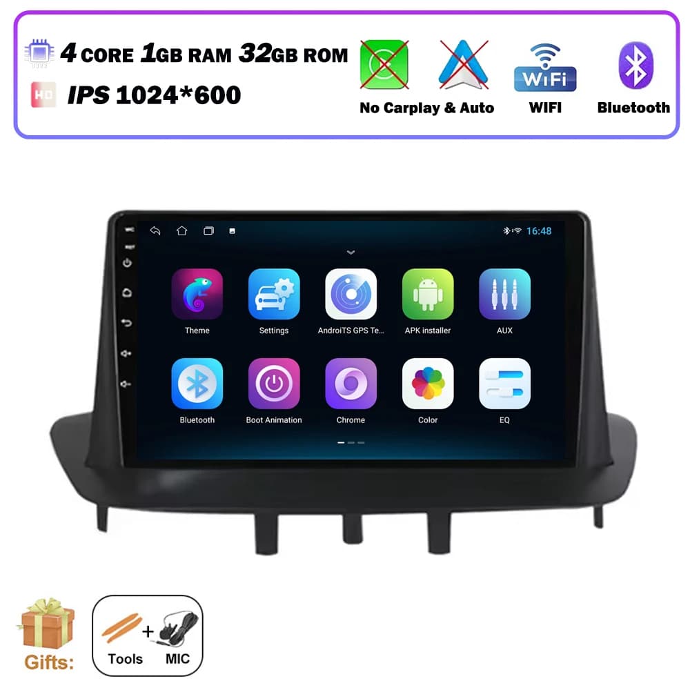 Carplay Auto pour Renault Megane 3 2008-2014 Android 16 autoradio stéréo GPS multimédia vidéo Naviga
