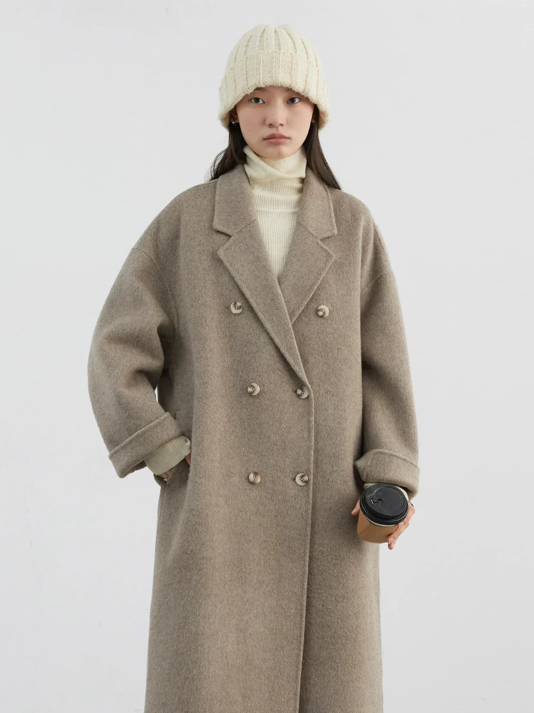 CHIC VEN – manteau en laine pour femme, Double boutonnage, basique, ample, décontracté, rétro, Long,