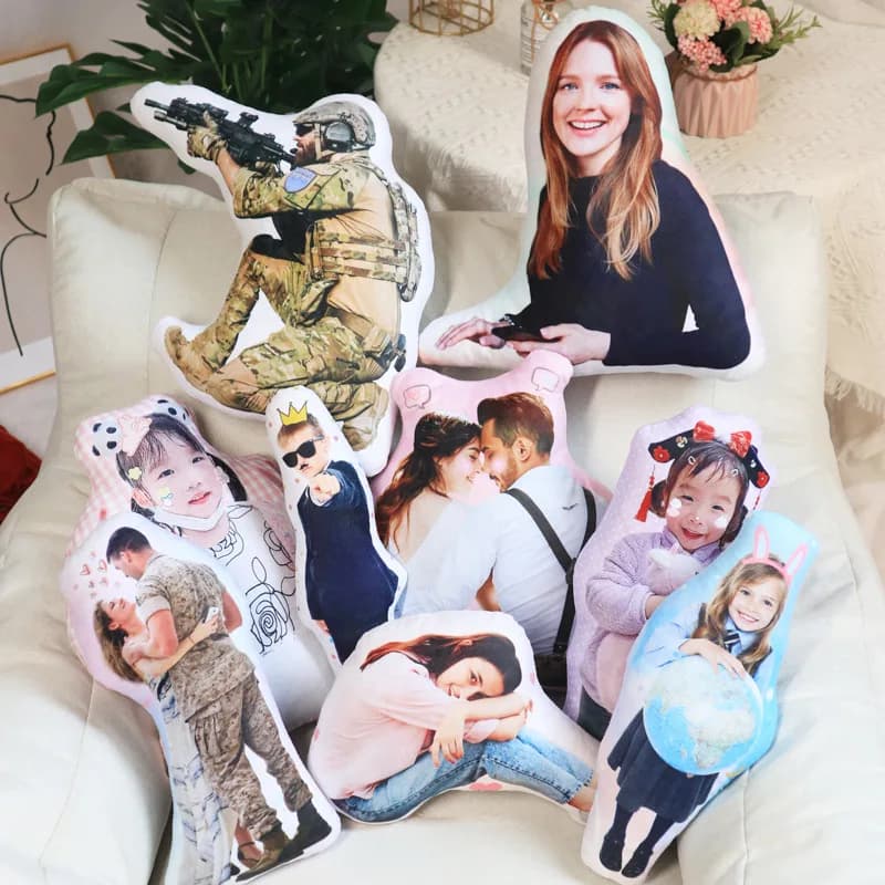 Coussin humanoïde avec Photo personnalisée, bricolage, oreiller de Couple en peluche pour petit ami,