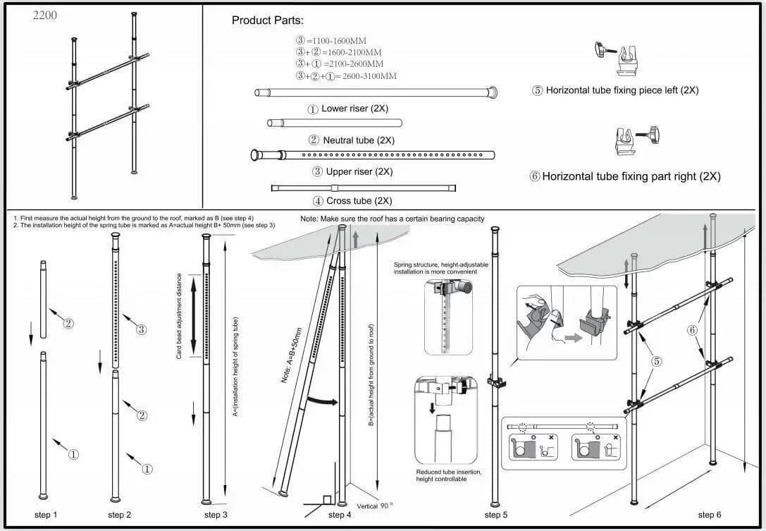 Placard à 2 niveaux en acier inoxydable, Rangement pour cintres T1