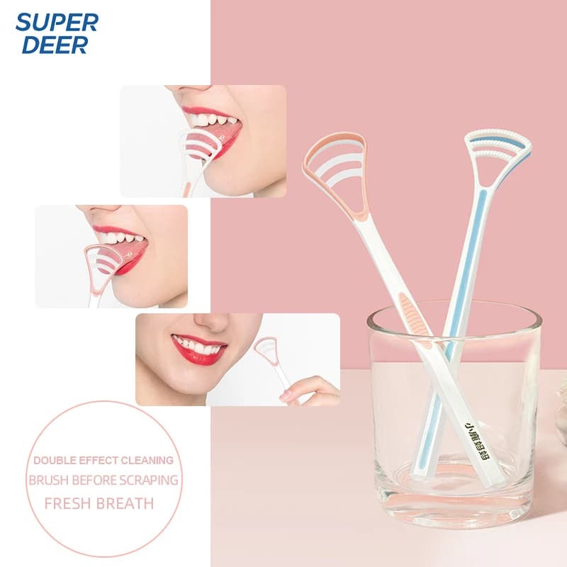 Super Deer Grattoir à Langue en Silicone 1 Pièce Couleur Macaron Brosse Nettoyante Outils de Nettoya