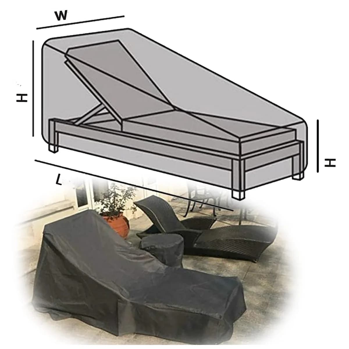 Housse de chaise longue de Patio, housse de chaise longue imperméable, housse de chaise longue d'ext