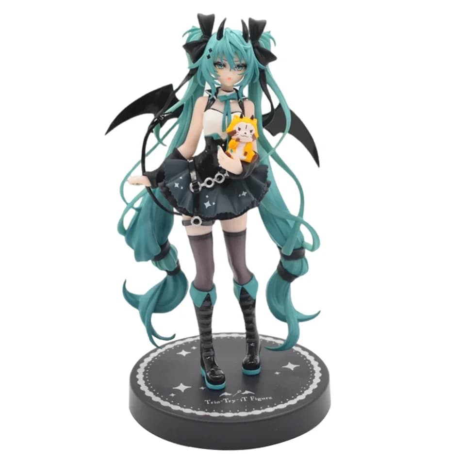 19cm Anime petit diable Hatsune Miku fait à la main petit raton laveur Miku ange foncé fait à la mai