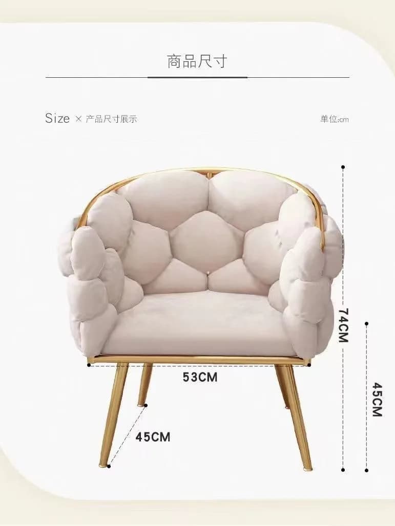 Formwell Loisirs Canapé simple Fauteuil en velours avec pieds dorés Chaise de maquillage avec rembou