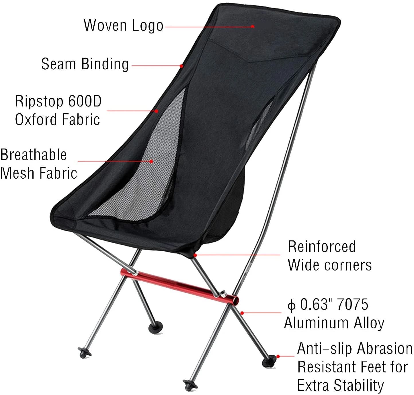 Chaise lunaire pliante ultralégère, en alliage d'aluminium, pour camping, plage, pêche, pique-nique,