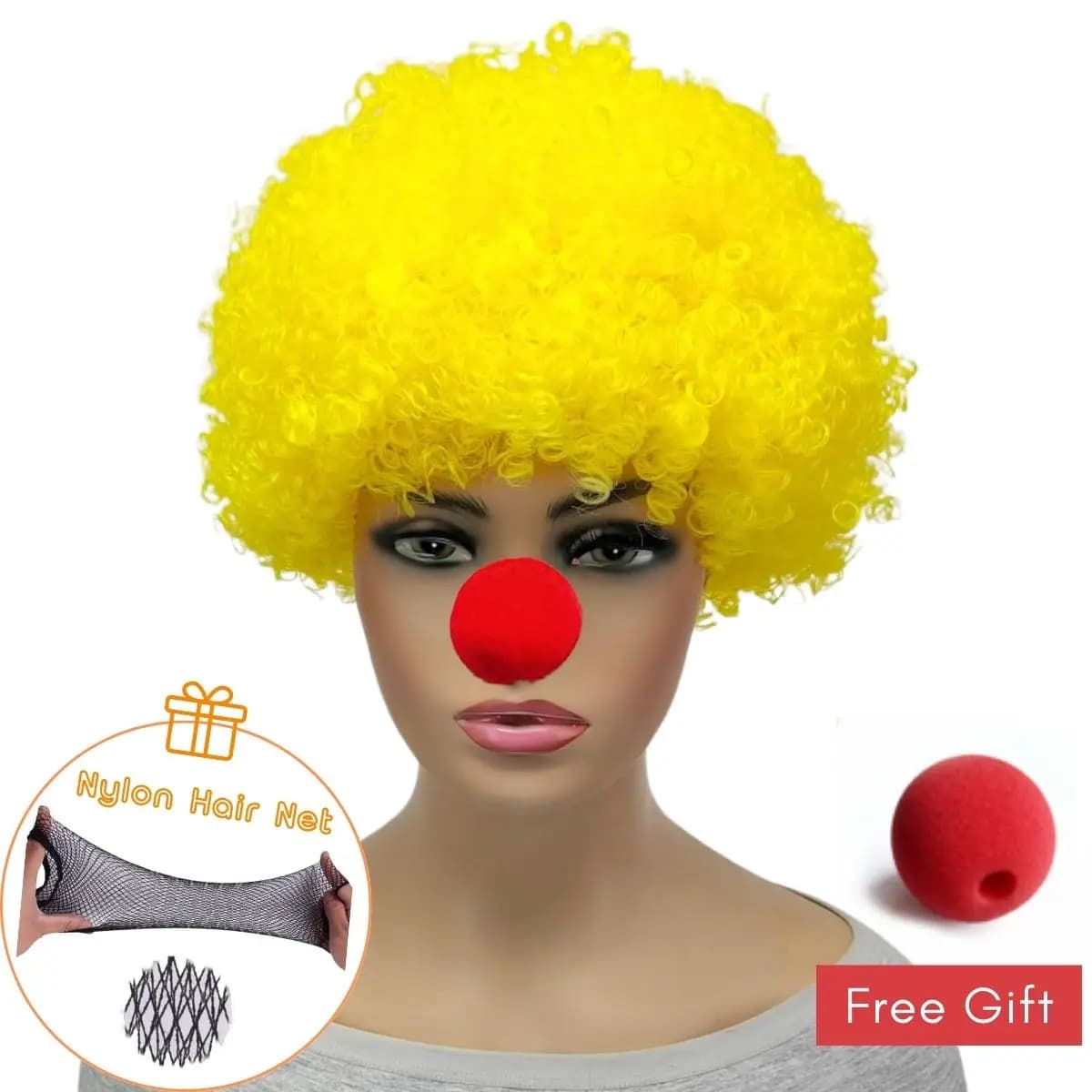Perruque synthétique colorée et moelleuse de clown, résistante à la chaleur, pour la fête du poisson