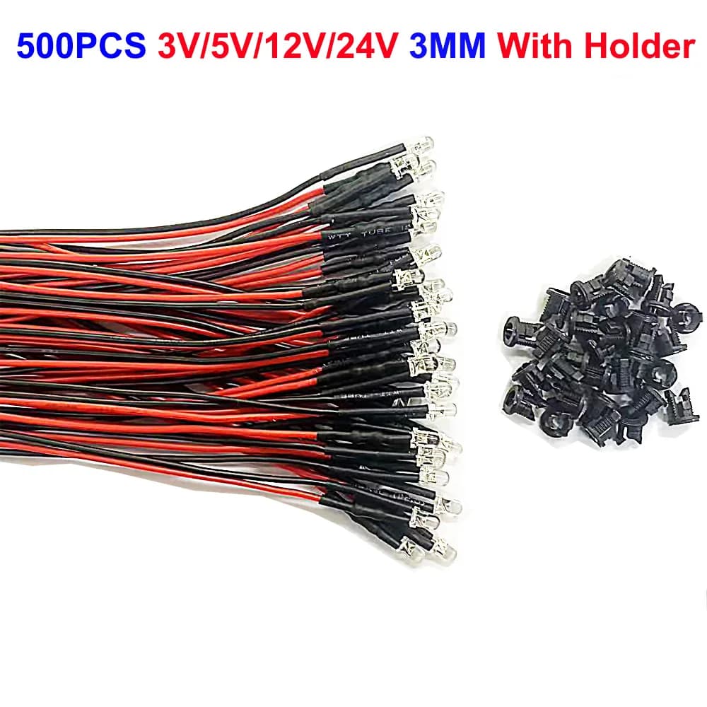 20-1000pcs / lot 20cm pré-câblé 3mm 5mm 10mm lampe à LED ampoule précâblée Diodes électroluminescent