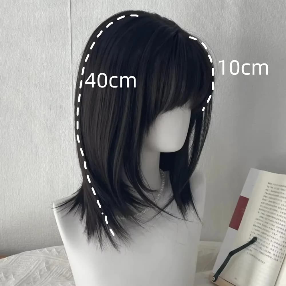 Y2K perruque pour femmes noir moyen long cheveux raides Simulation naturelle usage quotidien perruqu