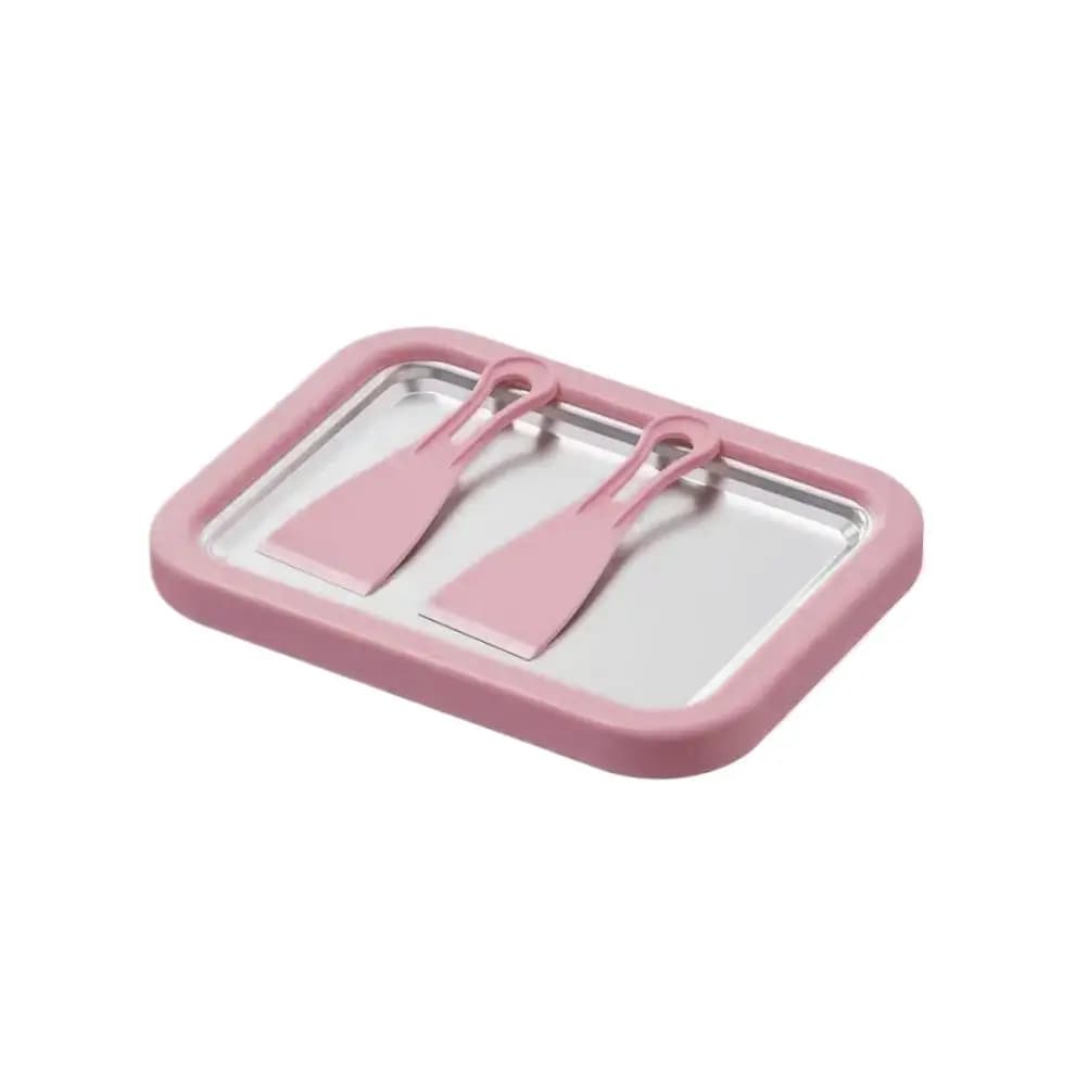 Plaque de yaourt à la crème glacée faite maison, plateau de crème glacée domestique réutilisable san