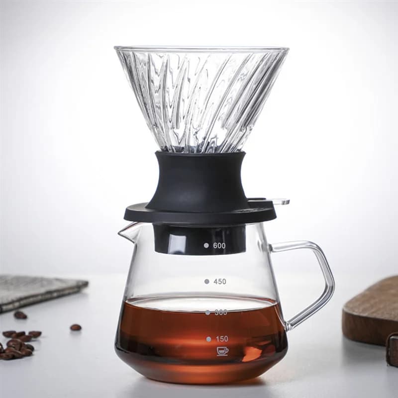 Goutteur à immersion en verre pour cafetière, verser sur la cafetière, goutte à goutte en forme de V