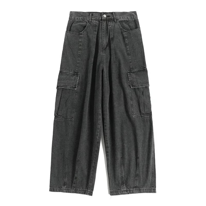 Jean Baggy surdimensionné pour hommes, pantalon Cargo coréen noir large, Streetwear Hip Hop Harajuku